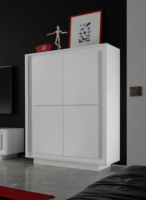 Credenza Moderna, Madia di Design, 4 ante Alta, Bianco Opaco, ZLCSKY-MB