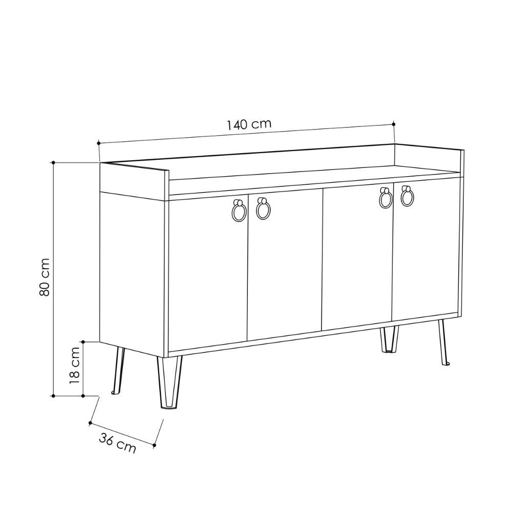 Madia 4 ante Dea 140x36x80 h colore antracite tortora