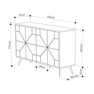 Madia 4 Ante 123x35x77,4 cm in MDF Fune Bianco