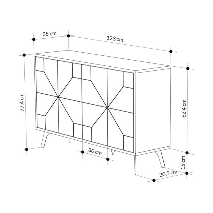 Madia 4 Ante 123x35x77,4 cm in MDF Fune Bianco