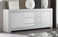 Credenza Moderna, 2 ante e 3 cassetti Bianco Lucido, ZLCAML-MDM