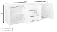 Madia credenza 4 ante 3 cassetti in finitura bianco lucido, ZTCVG49190468