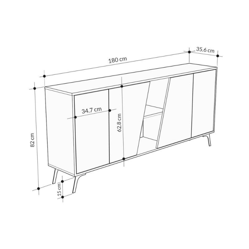 Madia bianco vintage e cemento 4 ante Fiona 180x35,6x82H