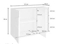 Madia moderna con 3 ante dal disegno geometrico in finitura Beton, ZTCA32727920