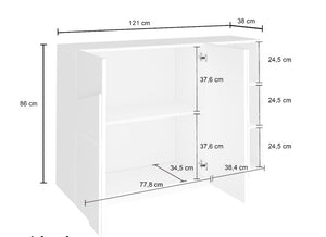 Madia moderna con 3 ante dal disegno geometrico in finitura Beton, ZTCA32727920