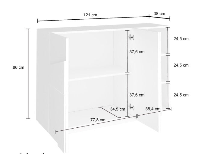 Madia moderna con 3 ante dal disegno geometrico in finitura Beton, ZTCA32727920