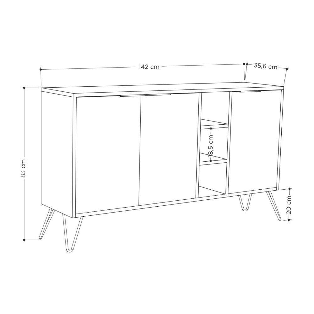 Madia Clara antracite 3 ante tortora 142x35,5x83h cm