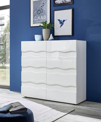 Madia contenitore onda a 2 ante, finitura bianco lucido, design moderno ZLCSHPMAB