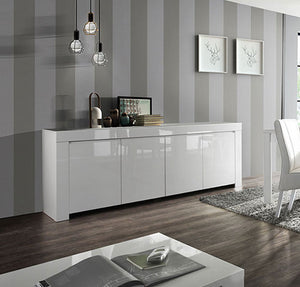 Credenza Moderna, Madia di Design, 4 ante, Bianco Lucido ZLCAML-MDG