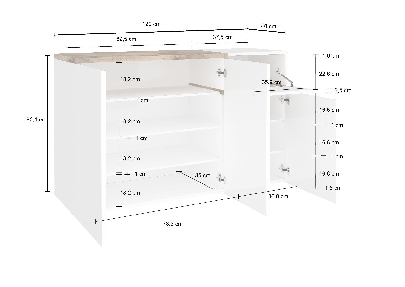 Scarpiera 3 ante, 1 anta ribalta bianco lucido ardesia, made in Italy, ZTC37248758