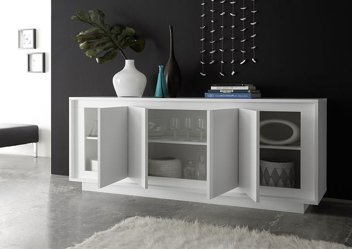 Credenza Moderna, Madia di Design, 4 ante, Bianco Opaco ZLCSKY-CBB