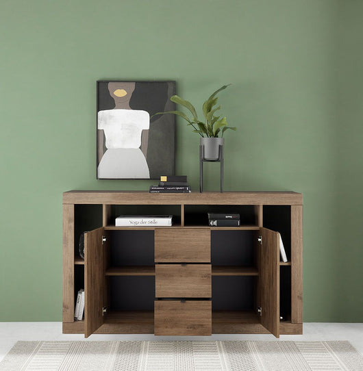 Spaziosa Credenza moderna di design a 2 ante e 3 cassetti, finitura Mercure, ZLCMADRIM07