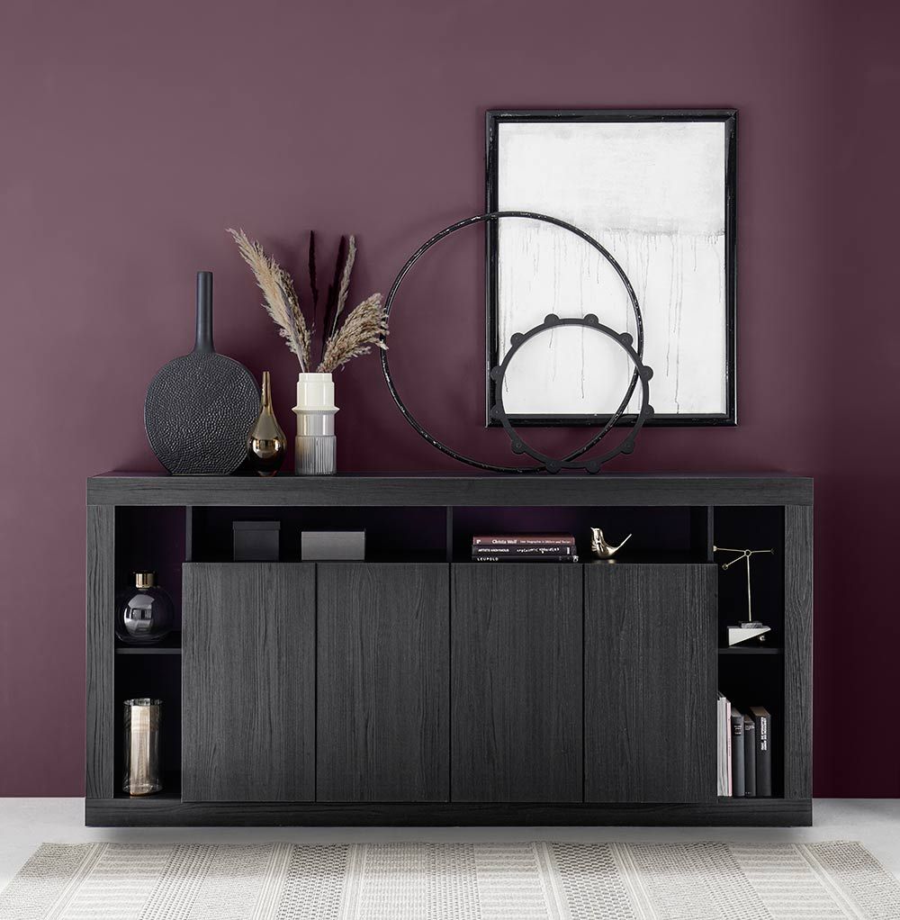 Credenza 4 ante Nero frassinato, ZLCMADRIM02