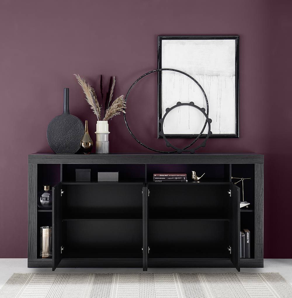 Credenza 4 ante Nero frassinato, ZLCMADRIM02