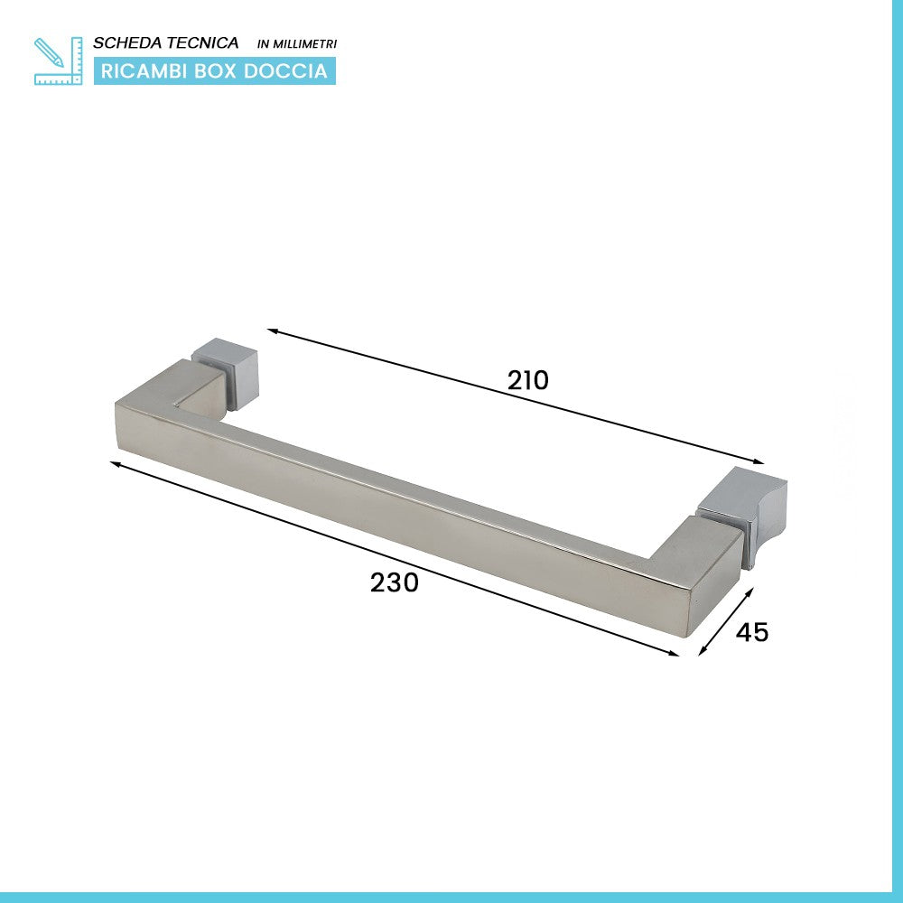 Maniglia per porta doccia installazione dentro fuori in acciaio cromo
