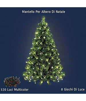 Mantello Rete Minilucciole Per Albero Di Natale 320 Luci Led Multicolore         