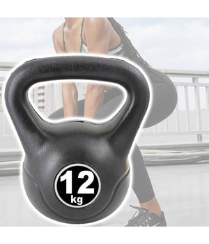 Manubrio Kettlebell Da 12 Kg Peso Con Maniglia Ginnastica Fitness Ergonomico         