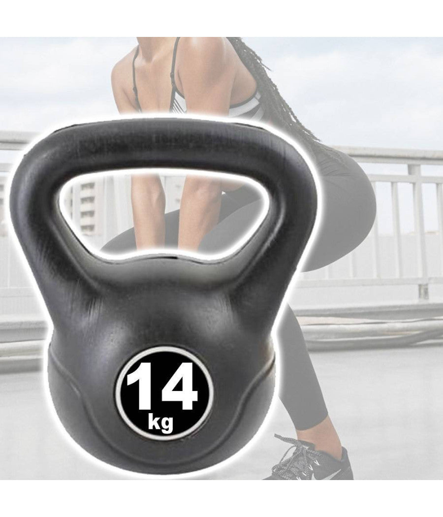 Manubrio Kettlebell Da 14 Kg Peso Con Maniglia Ginnastica Fitness Ergonomico         