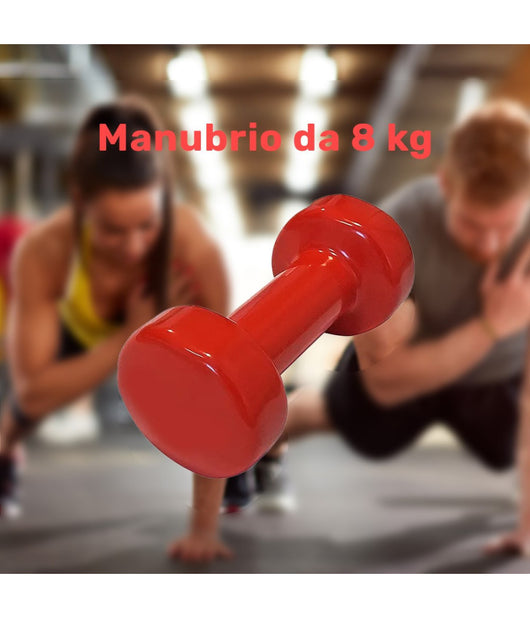 Manubrio Singolo 8 Kg In Vinile Allenamento Esercizi Casa Palestra Workout Fit         