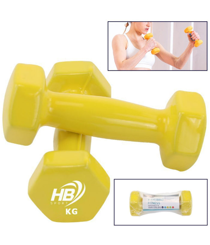 Manubrio Singolo Pesi In Vinile Allenamento Esercizi Casa Palestra Workout Fit  Giallo       10 Kg