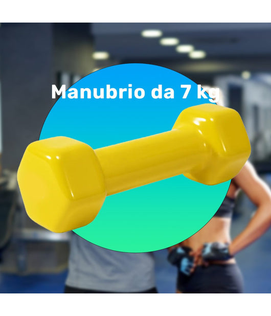 Manubrio Singolo 7 Kg In Vinile Allenamento Esercizi Casa Palestra Workout Fit         