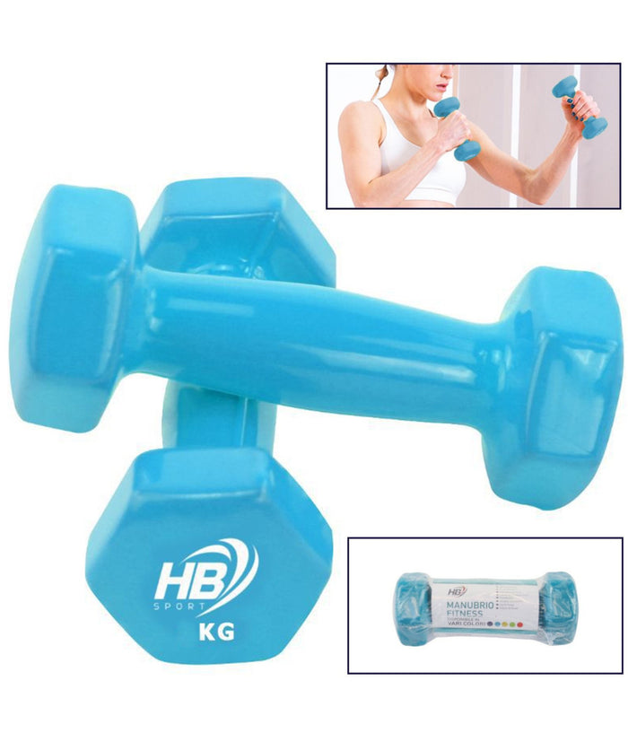 Manubrio Singolo Pesi In Vinile Allenamento Esercizi Casa Palestra Workout Fit  Azzurro       1 Kg