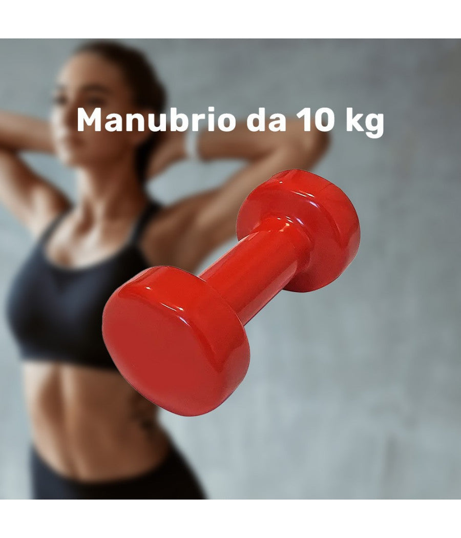 Manubrio Singolo 10 Kg In Vinile Allenamento Esercizi Casa Palestra Workout Fit         