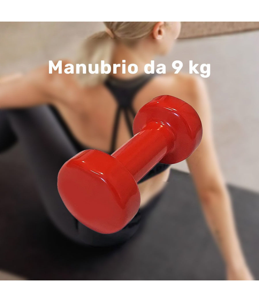 Manubrio Singolo 9 Kg In Vinile Allenamento Esercizi Casa Palestra Workout Fit         