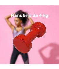 Manubrio Singolo 4 Kg In Vinile Allenamento Esercizi Casa Palestra Workout Fit         