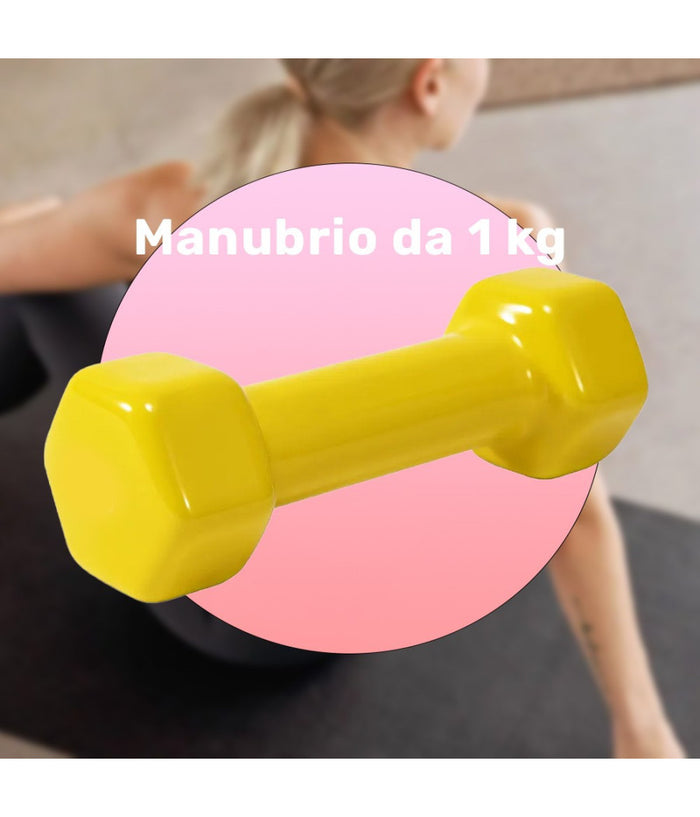 Manubrio Singolo 1 Kg In Vinile Allenamento Esercizi Casa Palestra Workout Fit         