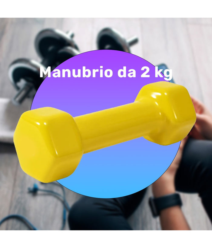 Manubrio Singolo 2 Kg In Vinile Allenamento Esercizi Casa Palestra Workout Fit         