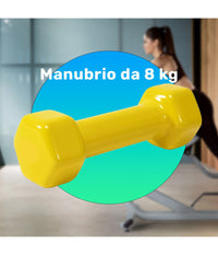 Manubrio Singolo 8 Kg In Vinile Allenamento Esercizi Casa Palestra Workout Fit         