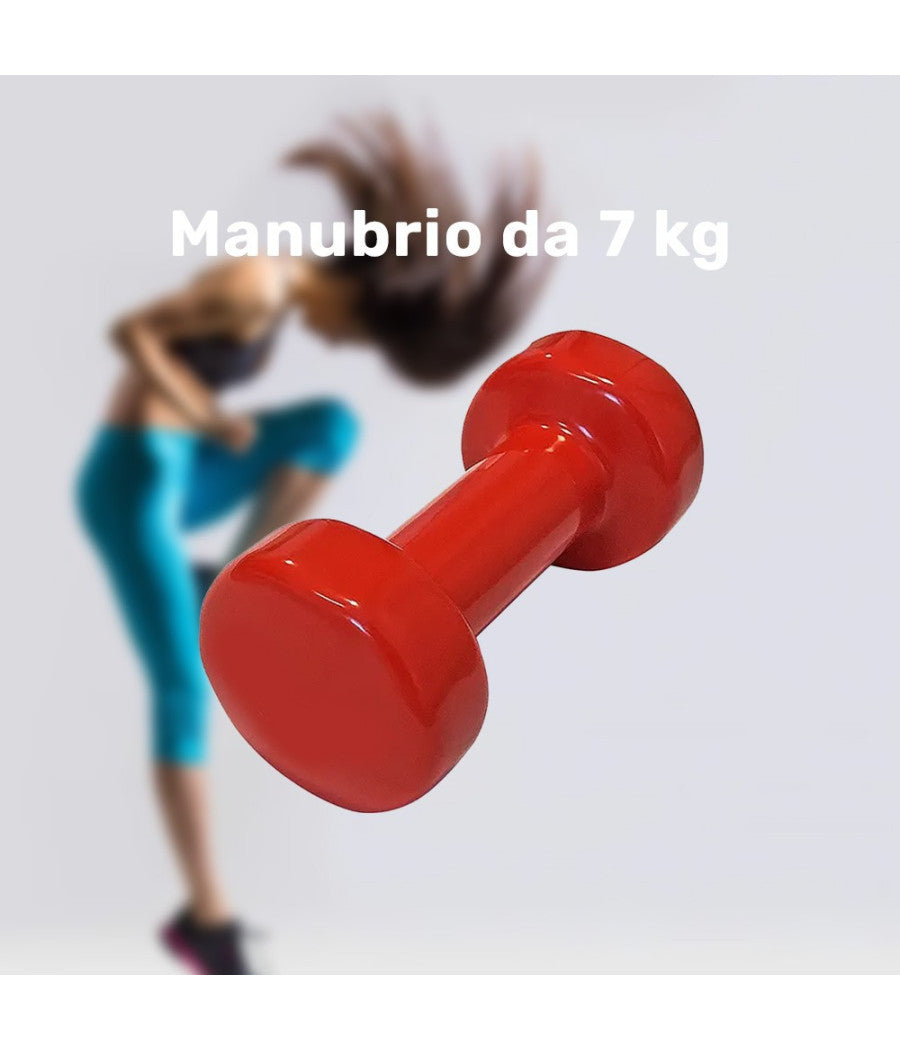 Manubrio Singolo 7 Kg In Vinile Allenamento Esercizi Casa Palestra Workout Fit         