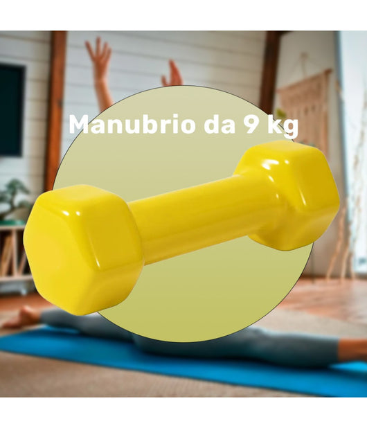 Manubrio Singolo 9 Kg In Vinile Allenamento Esercizi Casa Palestra Workout Fit         