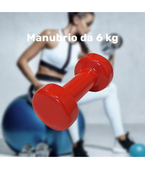 Manubrio Singolo 6 Kg In Vinile Allenamento Esercizi Casa Palestra Workout Fit         