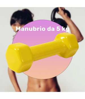 Manubrio Singolo 5 Kg In Vinile Allenamento Esercizi Casa Palestra Workout Fit         