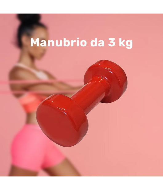 Manubrio Singolo 3 Kg In Vinile Allenamento Esercizi Casa Palestra Workout Fit         