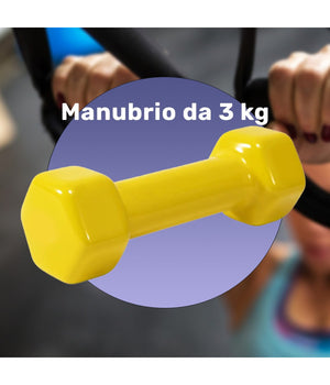 Manubrio Singolo 3 Kg In Vinile Allenamento Esercizi Casa Palestra Workout Fit         