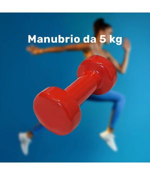 Manubrio Singolo 5 Kg In Vinile Allenamento Esercizi Casa Palestra Workout Fit         