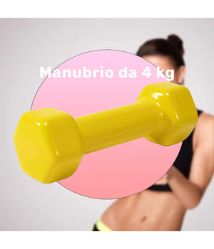 Manubrio Singolo 4 Kg In Vinile Allenamento Esercizi Casa Palestra Workout Fit         