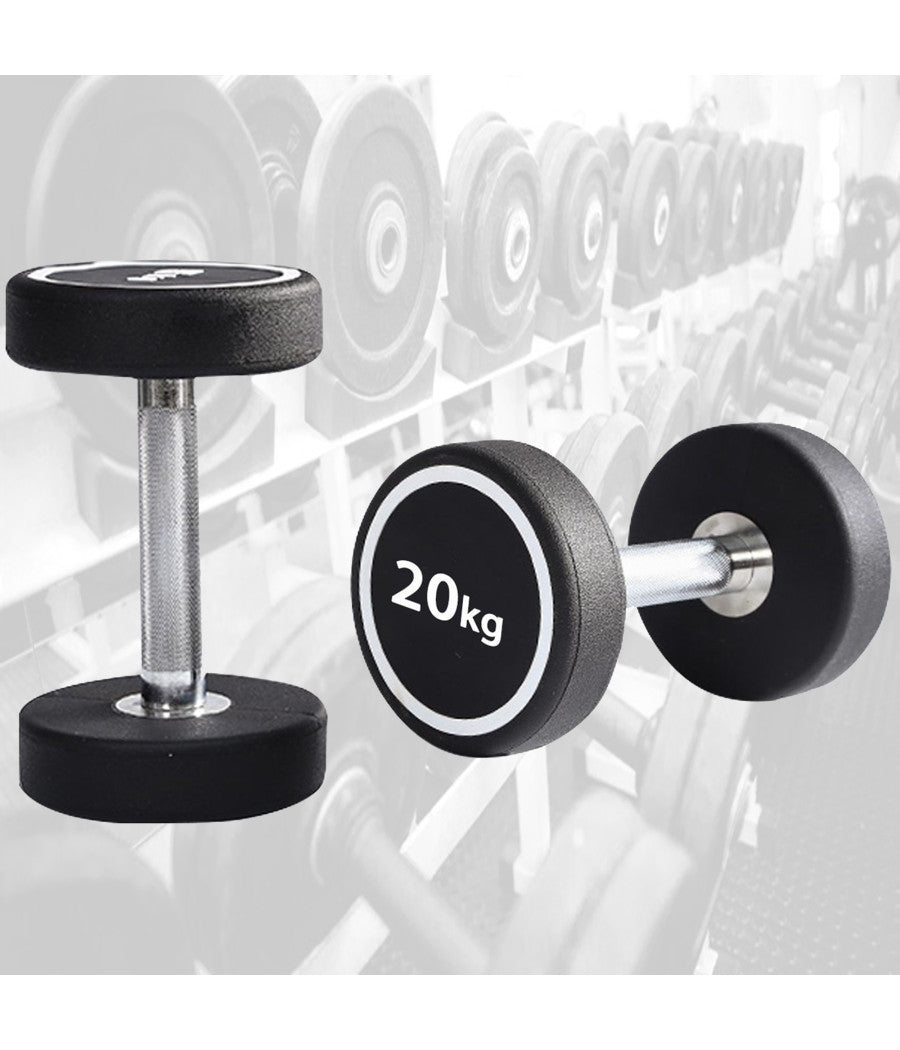 Manubrio Singolo Professionale In Vinile Da 20 Kg Pesi Palestra Fitness Sport         