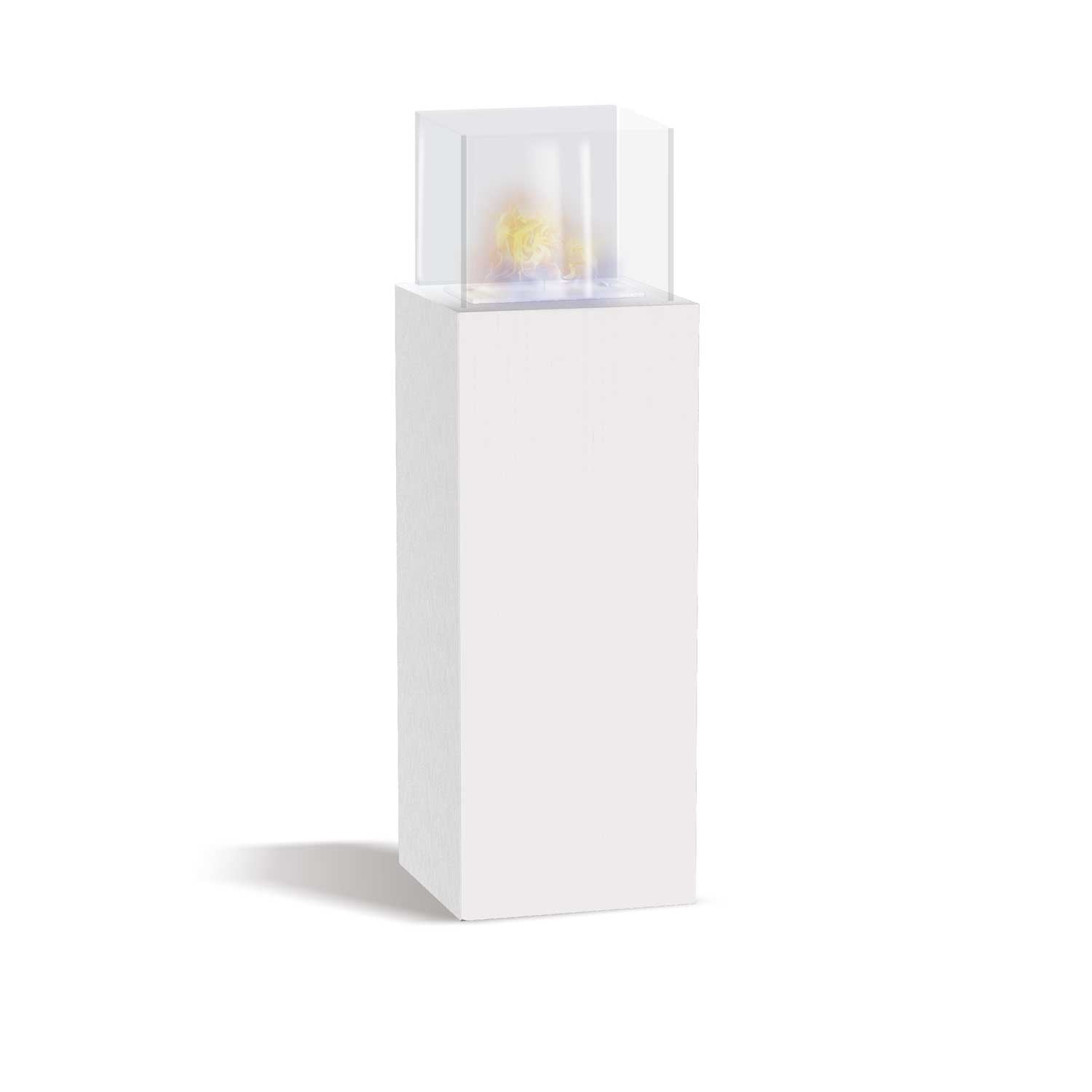 Marcantonio - Camino a bioetanolo da terra freestanding, biocamino da pavimento, dimensioni 40x40xH112 cm bianco