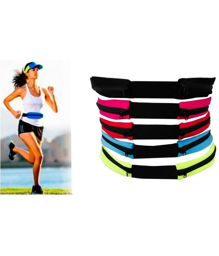 Marsupio Fascia Da Sport Con Doppia Tasca Zip Palestra Corsa Fitness 2 Scomparti         