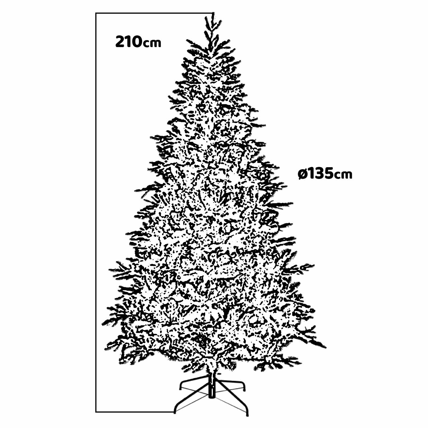 Mars LED - Albero di Natale effetto realistico con luci LED e telecomando ø135x210H, 2200 rami