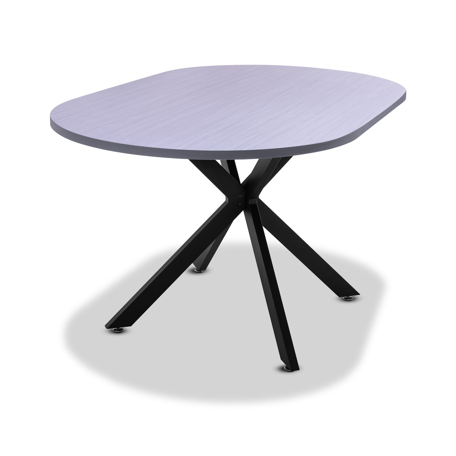 Marui - Table à manger ovale en bois et métal avec pied central Kiso 150x90 cm - gris effet bois