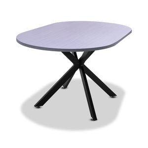 Marui - Table à manger ovale en bois et métal avec pied central Kiso 180x100 cm - gris effet bois