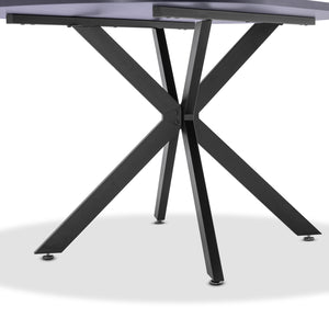 Marui - Table à manger ovale en bois et métal avec pied central Kiso 150x90 cm - gris effet bois