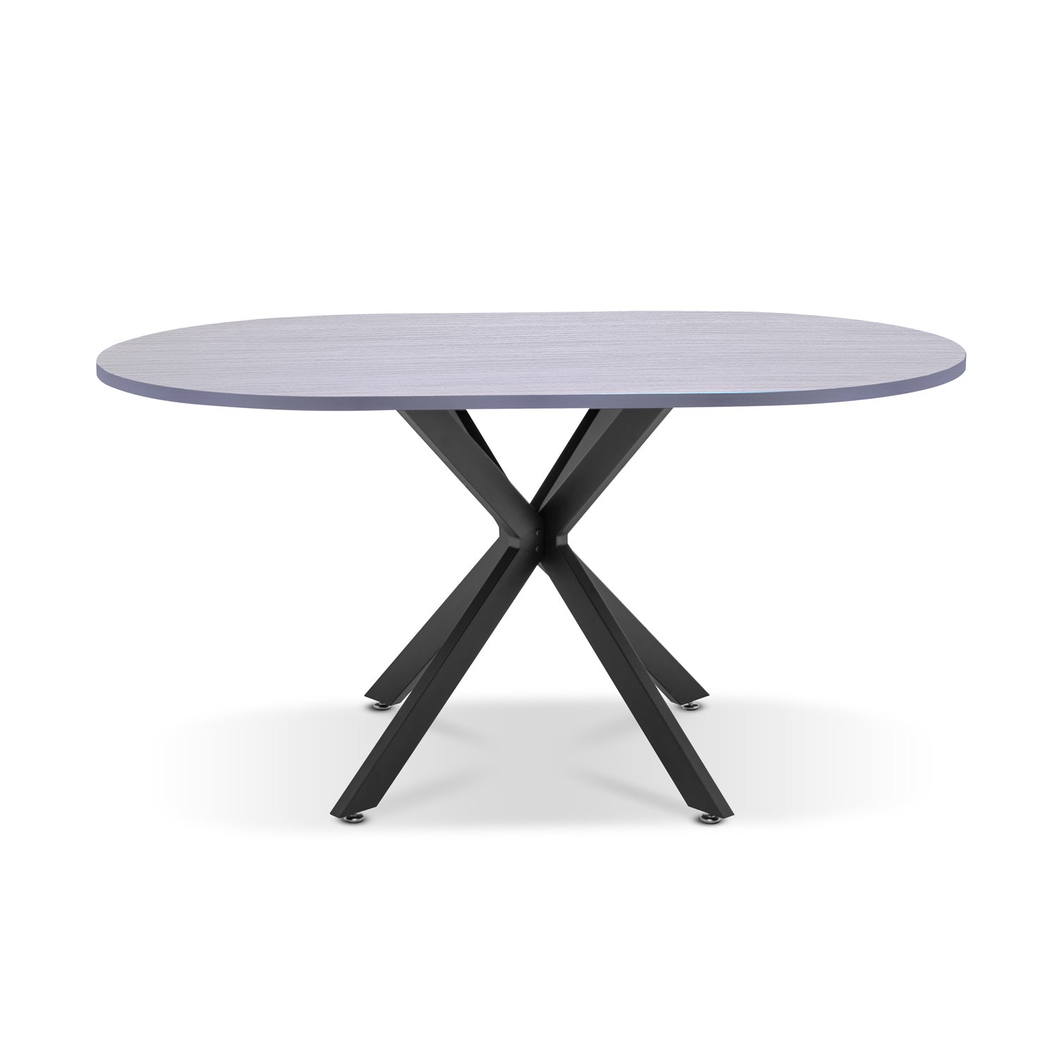 Marui - Table à manger ovale en bois et métal avec pied central Kiso 150x90 cm - gris effet bois