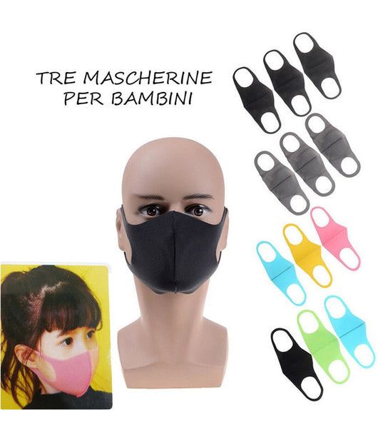 Maschera Antipolvere Respiratore Batteri Polvere 3 Mascherine Per Bambini         