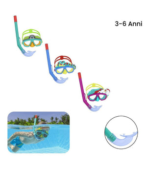 Maschera Da Snorkeling Con Boccaglio Per Bambini Con Animaletti 3-6+ Anni 24059         